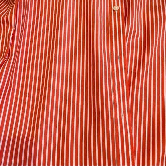 Chaps. Botton Down Shirt NO IRON Orange Vertical Stripe Size S/P - Picture 2 of 5